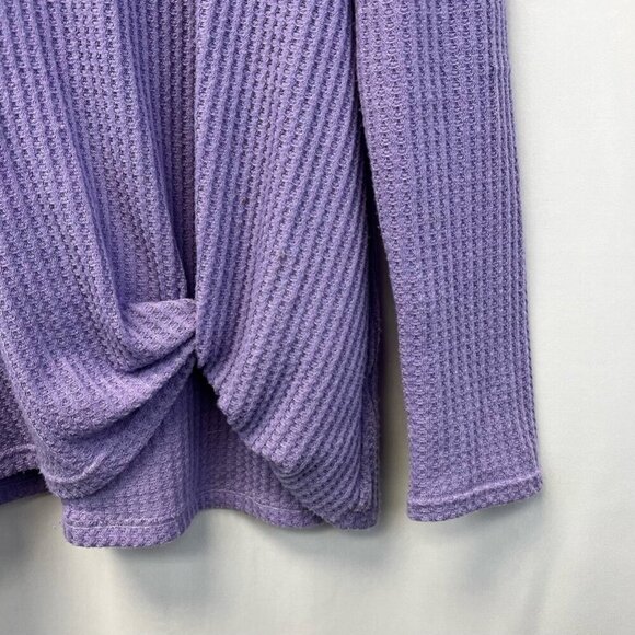 Uhapy Womens Casual Top Purple Long Sleeve Twist Front Waffle Knit Small - Picture 8 of 10